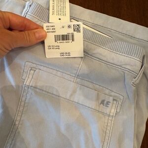 NWT American Eagle chambray baggy high rise cargo pants size 10 long